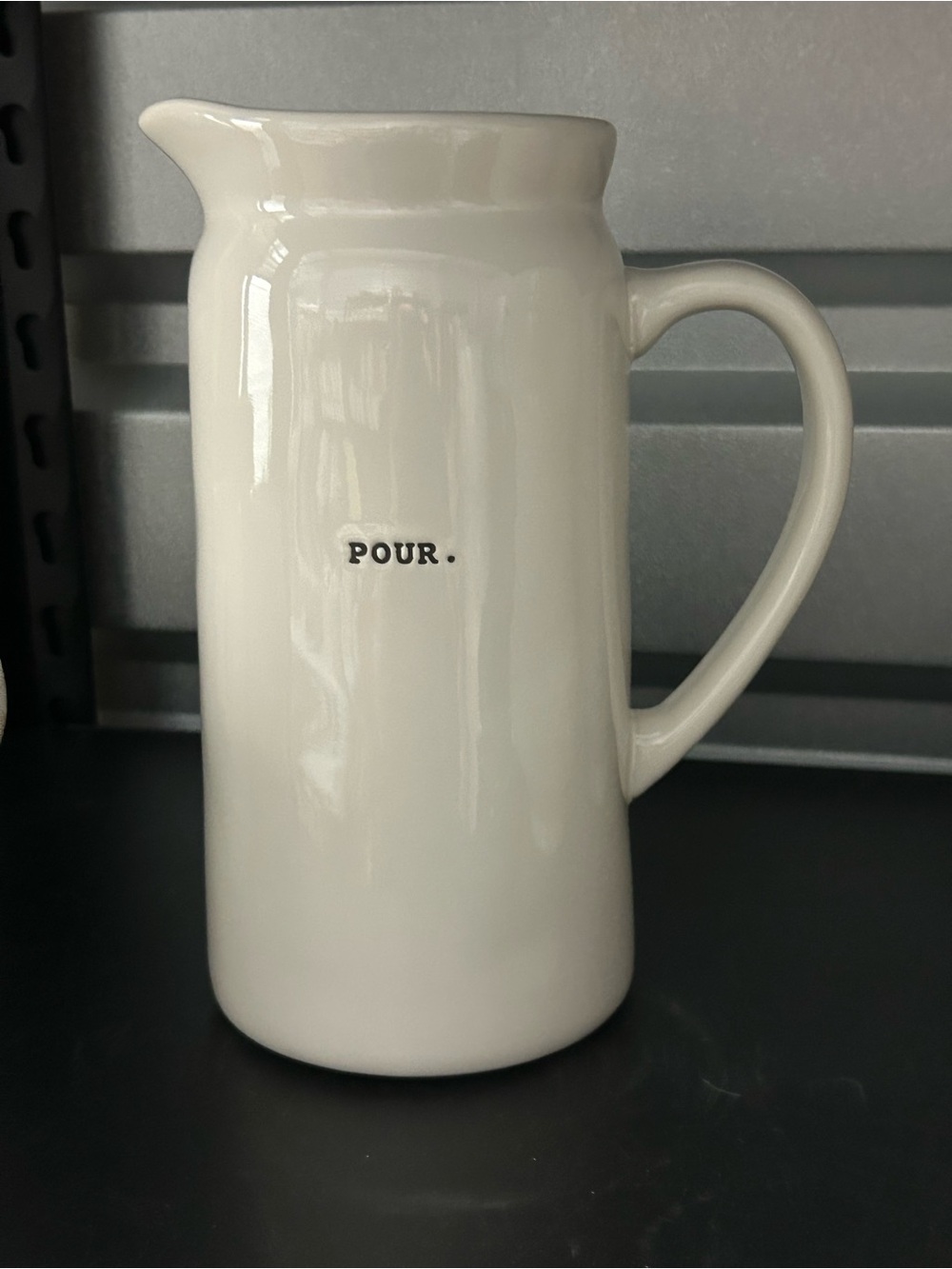 Rae Dunn White Ceramic Pitcher "POUR."